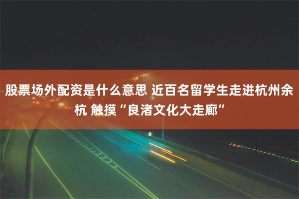 股票场外配资是什么意思 近百名留学生走进杭州余杭 触摸“良渚文化大走廊”